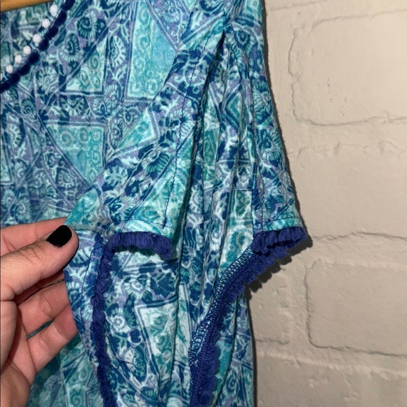 Ruby Rd blouse under shirt cami tank attached semi sheer top tassel trim 1X NEW - Picture 2 of 5